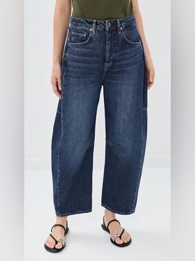 NWT RAG & BONE ($400) The Chase High Rise Barrel Leg Jeans - Grafton Colour